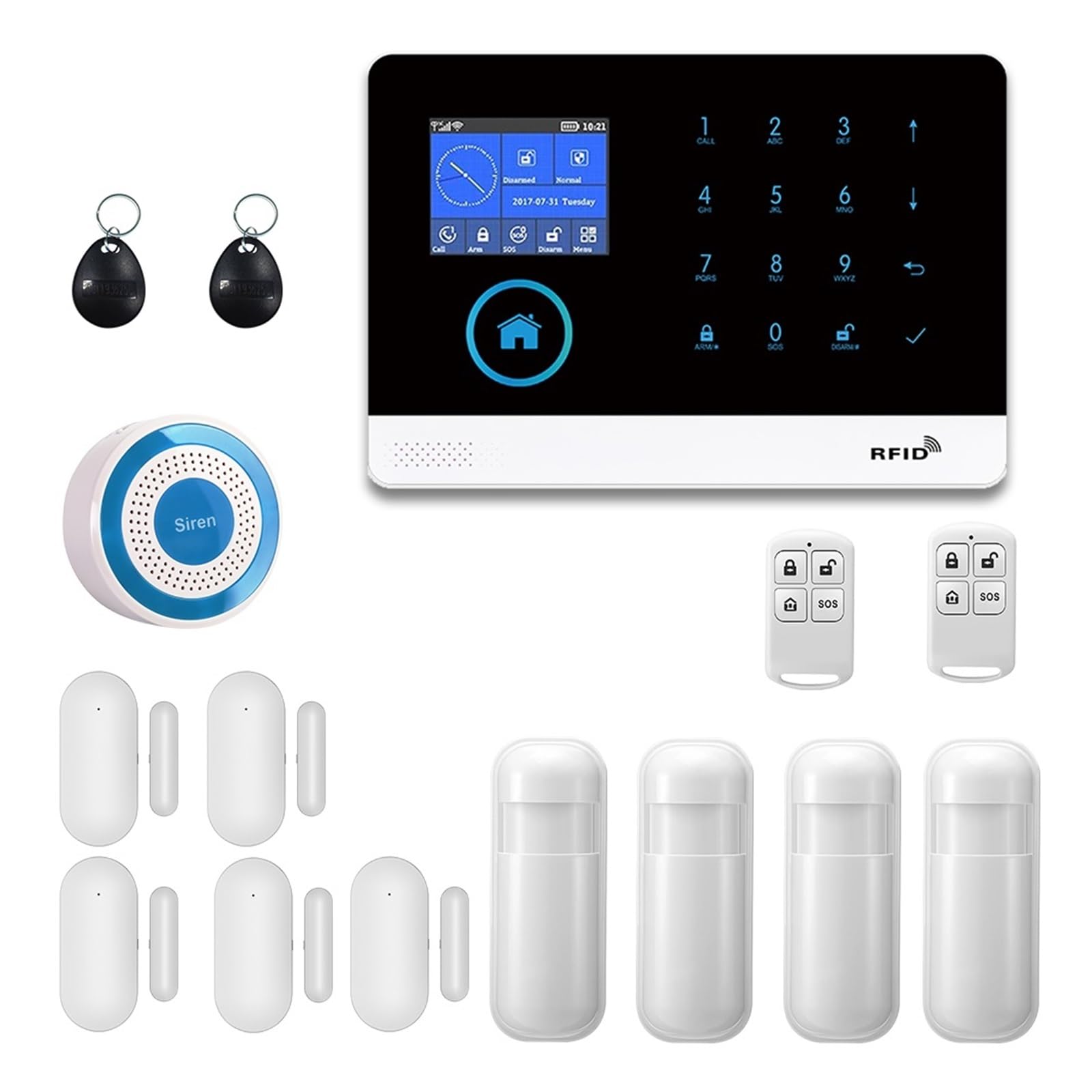 Alarma WiFi Tuya GSM inalámbrica kit para hogar inteligente con detector y sirena F