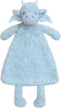 Baby Blue Dragon Soft Stuffed Animal Security Blanket, Plush Dinosaur Character Lovey Blanket, Baby Shower/Nursery Gift, Newborn Infant Toddler Snuggle Blankie for Boys Girls, 16 Inches