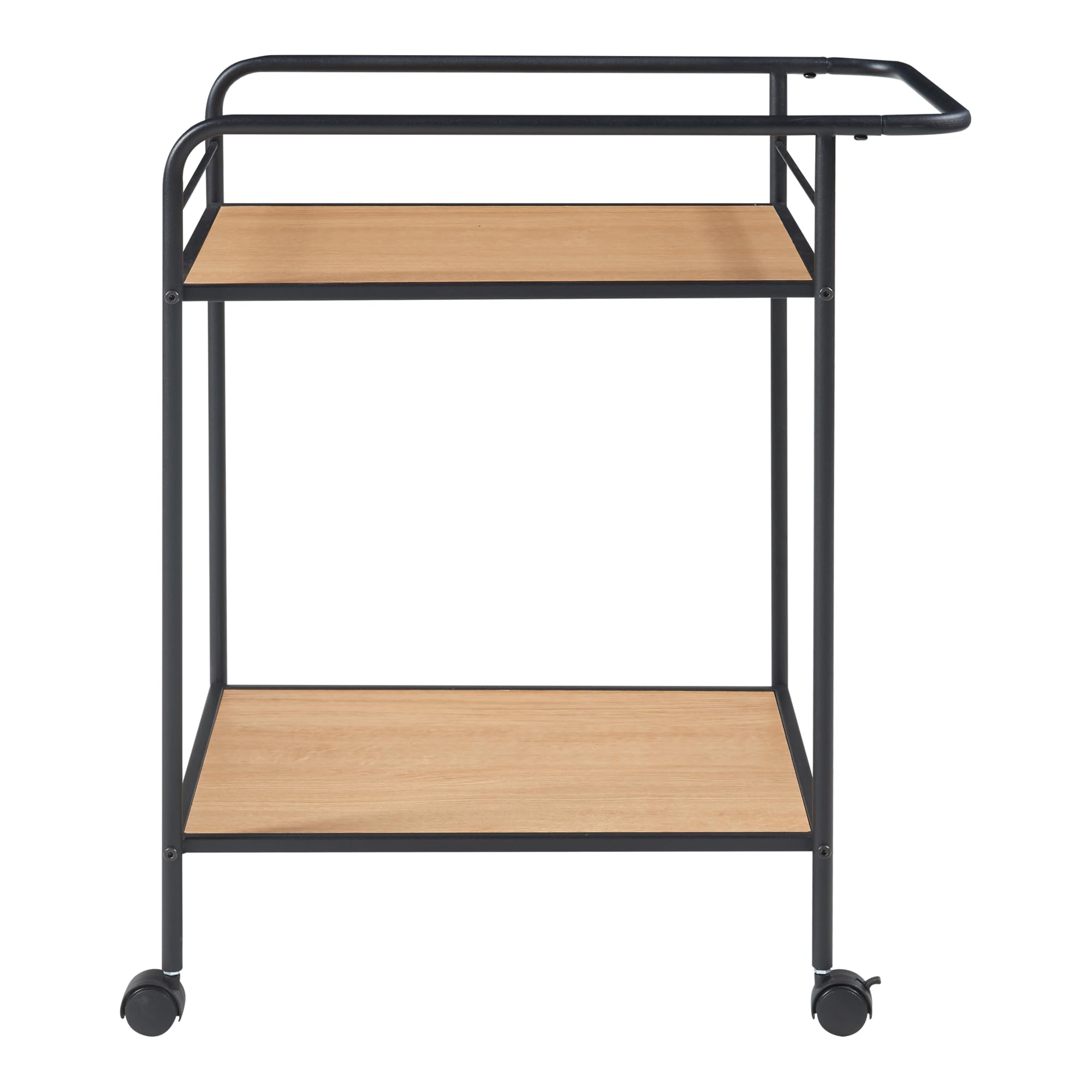 [en.casa] Carrello di Servizio Portavivande a Rotelle con 2 Ripiani Carrellino Portatutto da Cucina Ufficio 72 x 62 x 45 cm - Nero/Effetto Rovere