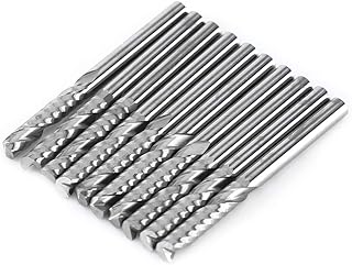 End Mill Bits 10 Pcs 1/8¡± Shank Single Flute End Mills Drill Bit Tool Tungsten Carbide CNC Router Milling Bits for Wood Aluminum Steel PCB PVC Circuit Boards Acrylic Carbon Fiber
