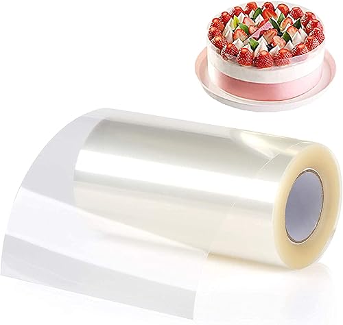 Collares de pastel de 8 x 394 pulgadas, hojas de acetato de pastel de mousse para hornear, rollos transparentes para pastel, tiras transparentes