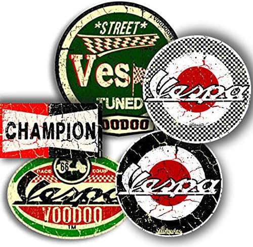 Vespa Sticker Pack x 4 plus free Champion sticker 77mm - 95mm NEW!