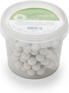 Fox Run Ceramic Pie Crust Baking Weights Container, 8.8 oz, Plastic Storage Tub Included