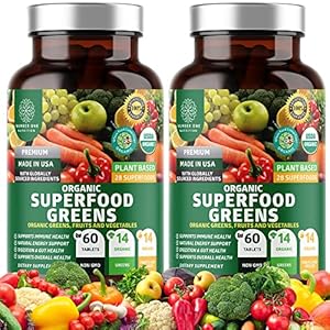 2-Pack N1N Premium Organic Green Superfood, Fruits & Veggies [28 Powerful Ingredients] Natural Supplement with Alfalfa…