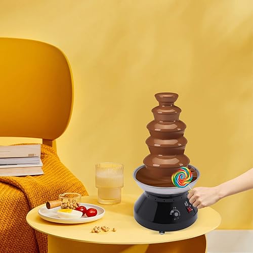 Miniatura 8 de CNCEST Chocolate Fountain, Commercial Hot Chocolate Fondue Tower 5 Tier 7 lb Large Capacity Stainless Steel Adjusted Within Range of 86-230 Fit for