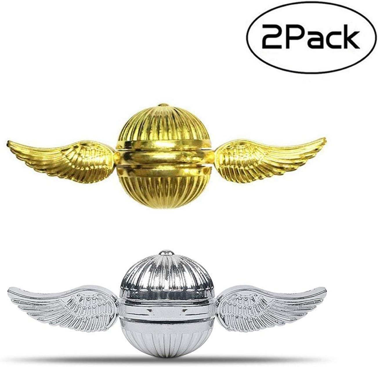 Gamtec Snitch Fidget Spinner Metal Hand Spinner Focus Decompression Toy Stainless Steel Metal Fidget Toys Fingertip Gyro Stress Relief Cube Fun Toy Gifts for Kids and Adults (Golden&Silver)