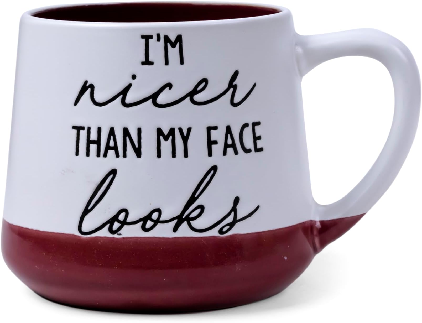 Bone China Shallow 570ml Porcelain Ceramic coffee tea Mug – 9.8x11.5Cm - I am nicer than my face looks