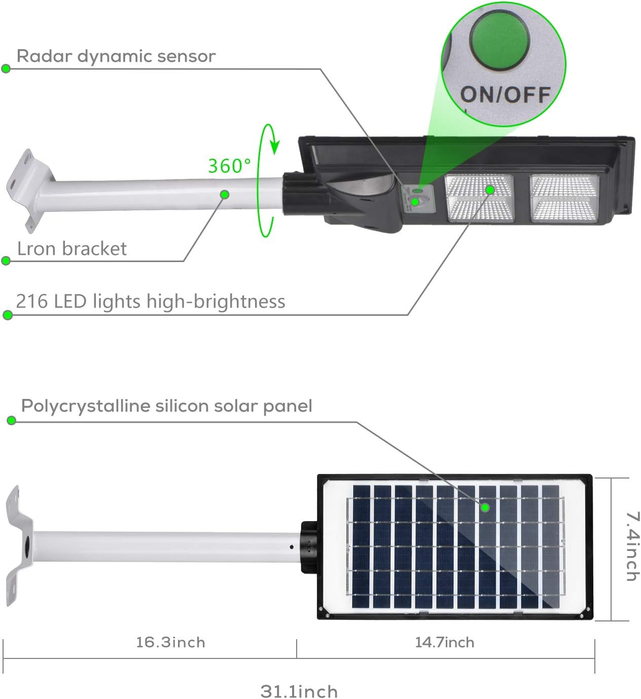 Best Cyber Deals 🔥 60W Solar Street Light Outdoor, 6000LM Dusk to Dawn Commercial LED Flood Lights with Motion Sensor, IP66 Waterproof for Pathway, Yard, Patio, Garden, Garage