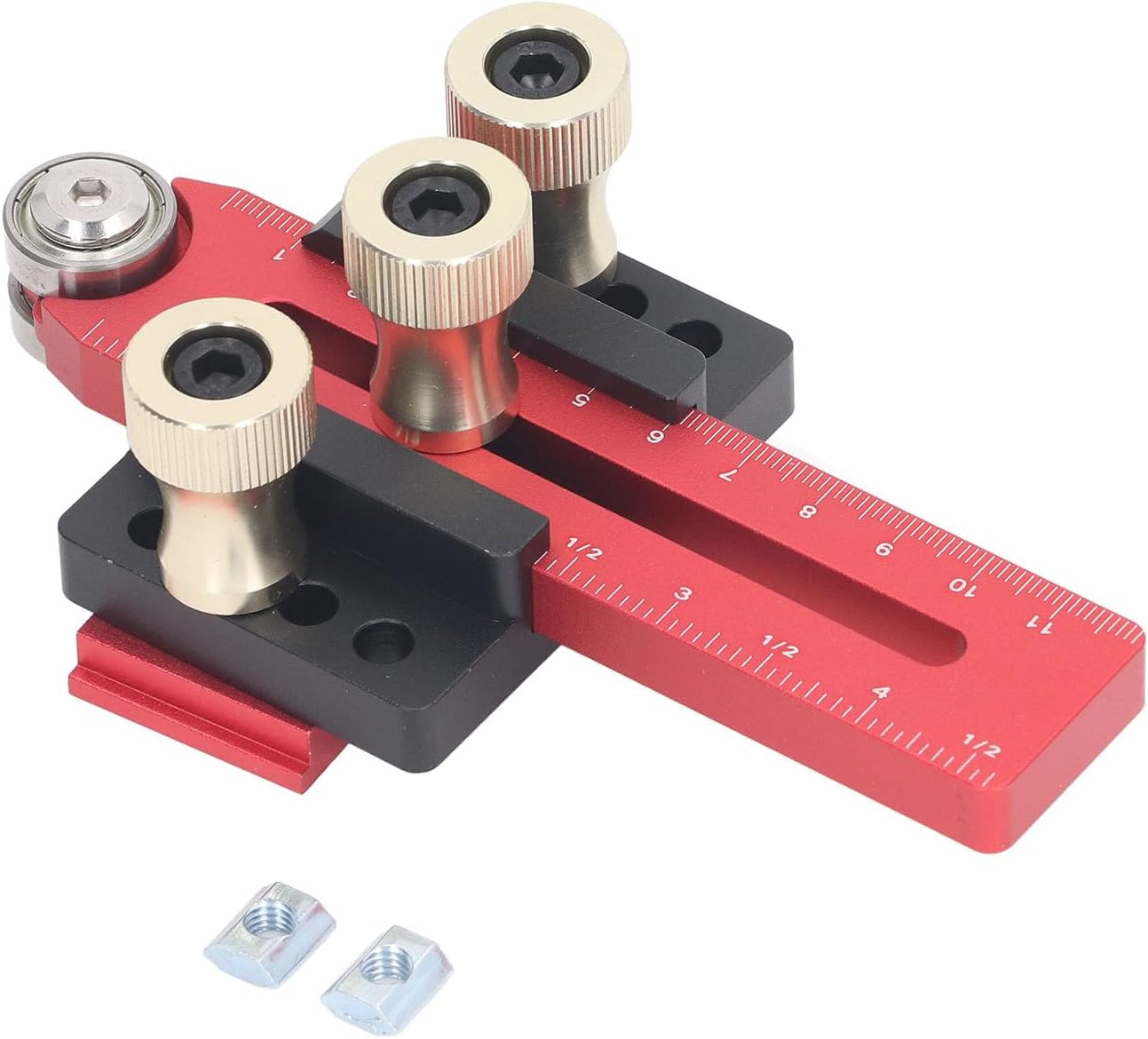 Table Saw Jig Guide Premium Aluminum Alloy Adjustable Length Fast Cutting Limit Fence for Woodworking Band Saws and Engraving Machines Red Black