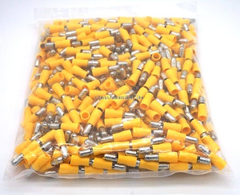 Generic 500pcs FRD5.5-195 Yellow Insulated Female Bullet Terminals and Connectors for 4.0-6.0mm2 12-10 Wire