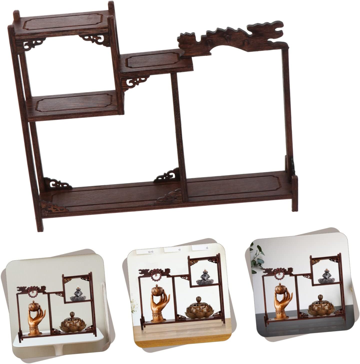 Desktop Ornament Wooden Craft Show Display Sturdy Curio Stand for Living Room