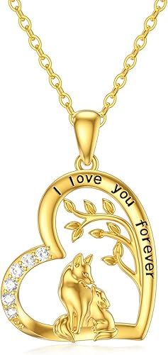 Collar de oro de 14 quilates para mujer, collar de oro amarillo real para madre e hija, collar del día de la madre de hija para madre de hija,