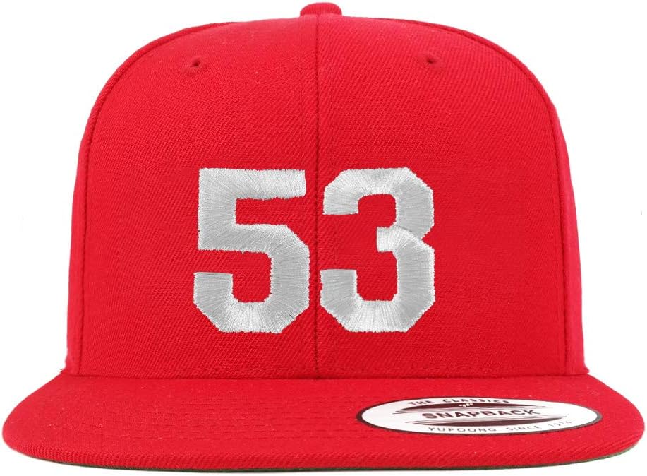 Trendy Apparel Shop Number 53 White Thread Embroidered Flat Bill Snapback Baseball Cap