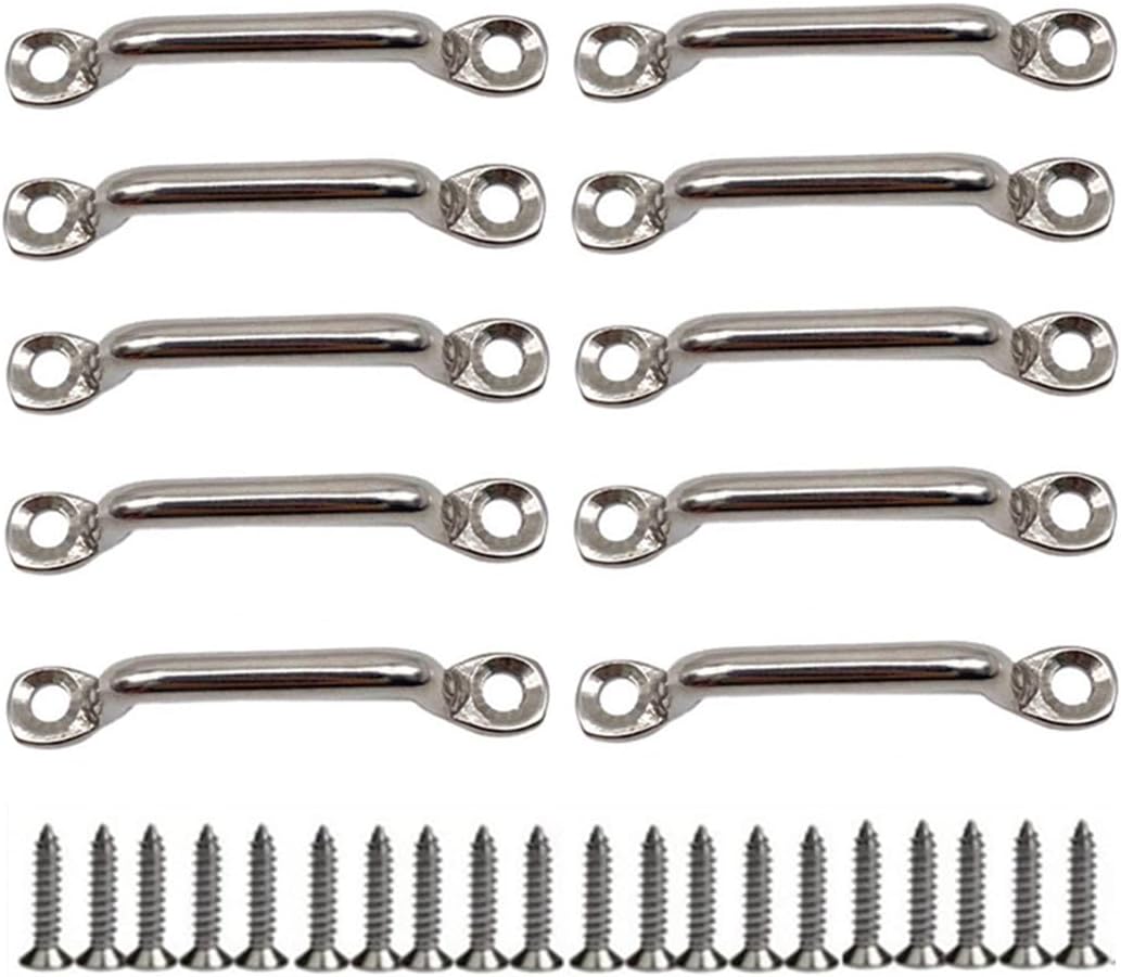 Pack Of 6 Stainless Steel Bimini Boat Top PAD EYE , Eye Straps, Tie