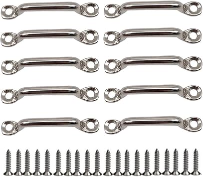 Kayak Pad Eye 316 Stainless Steel Bimini Boat Top PAD Eye Eye Straps, Tie Down, Kayak Deck Loops,5mm Pad Eye Bimini 60mm/2.4" Length 10Pcs