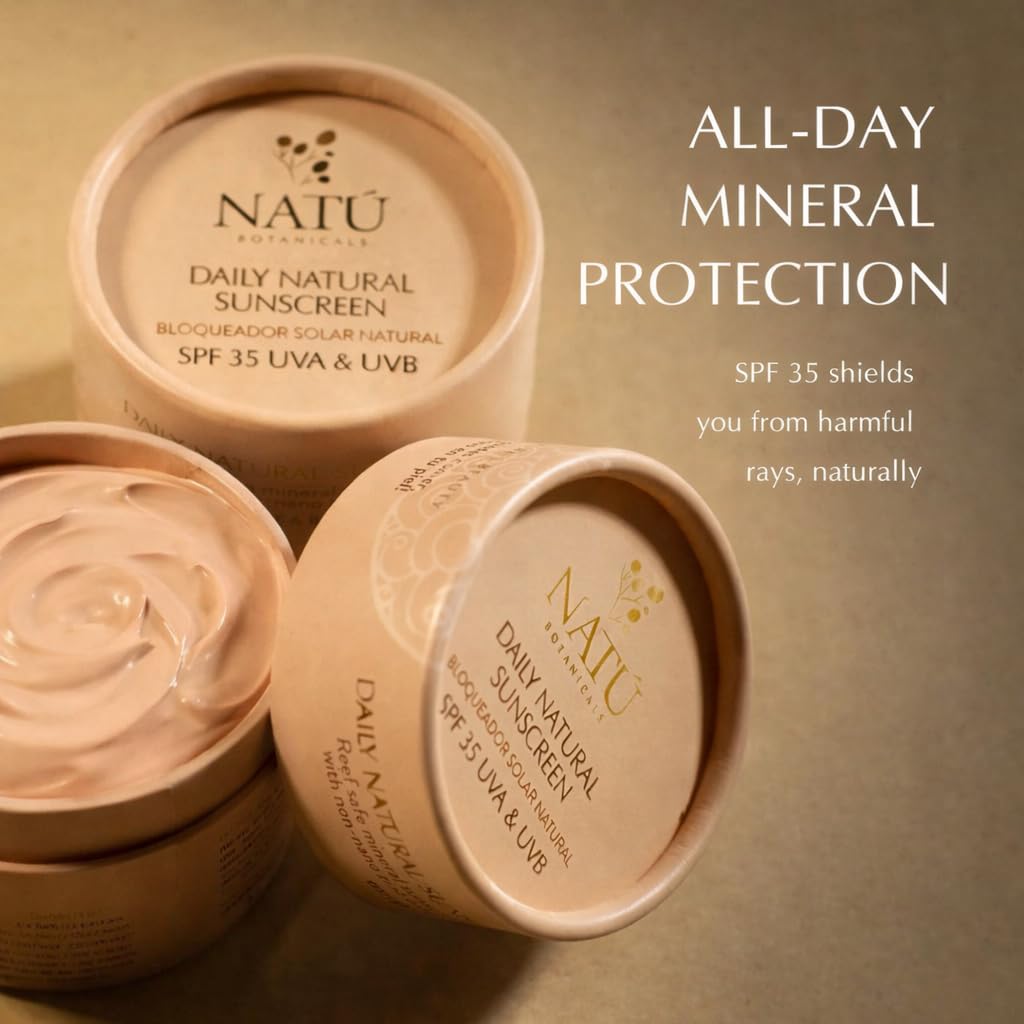 NATÚ BOTANICALS Tinted Mineral Face and Body Sunscreen SPF 35 - Mineral Zinc Oxide Sunblock Lotion - Broad-Spectrum UVA & UVB Protection - Lightweight & Gentle for Sensitive Skin - Reef Safe - Image 2