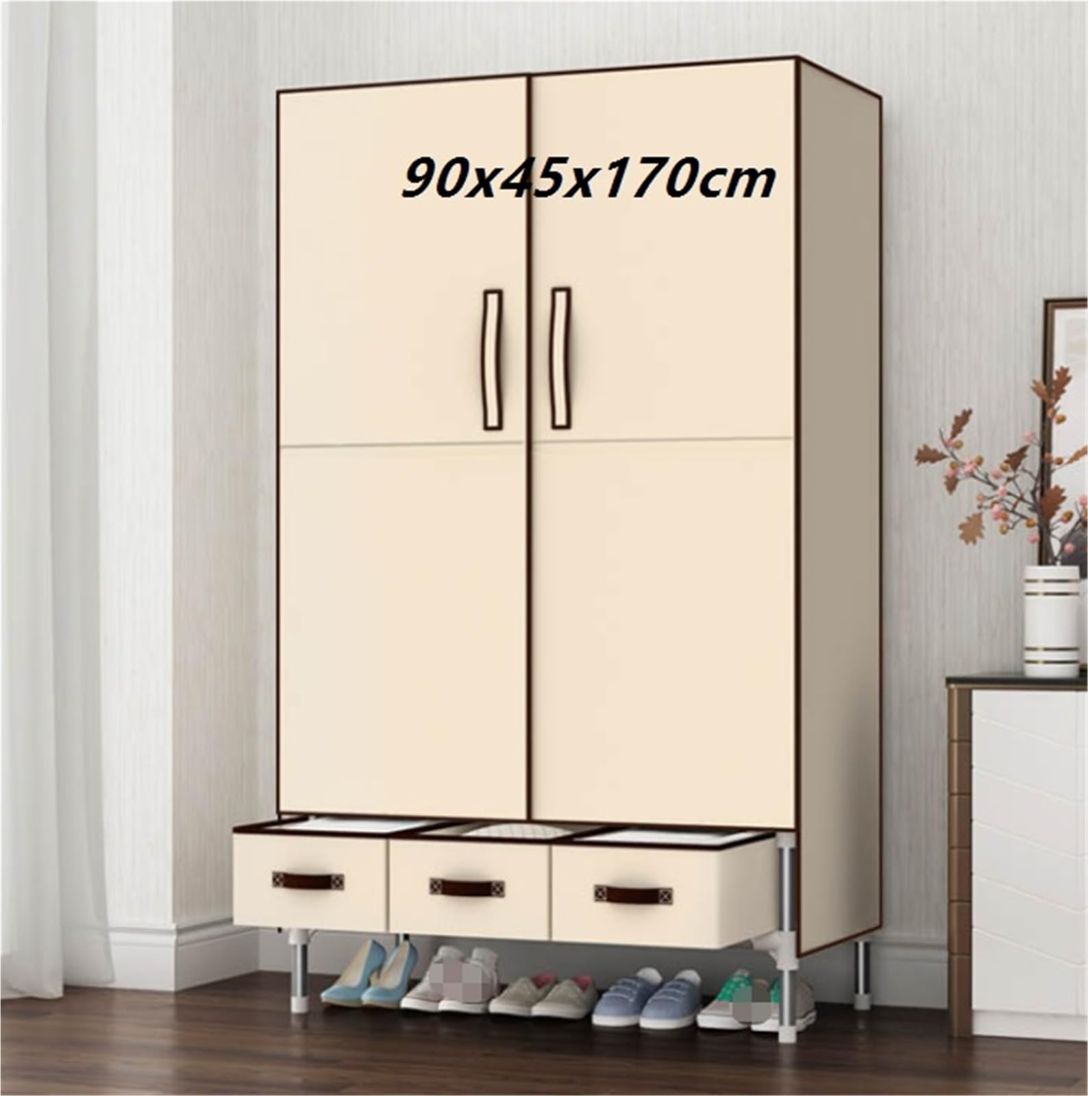 Armadio Camera da Letto Appendiabiti Portatile Appendiabiti for Armadio Indipendente Appendiabiti Robusto Guardaroba Resistente(Beige)