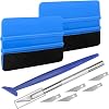 9PCS Car Window Film Tinting Tools, Vinyl Wrap Squeegee Tool for Wallpaper Smoothing, Window Tint Installation Set with Felt Squeegee, Micro Squeegee, Razor Craft Knife and Replacement Blades