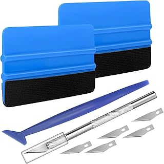 9PCS Car Window Film Tinting Tools, Vinyl Wrap Squeegee Tool for Wallpaper Smoothing, Window Tint Installation Set with Felt Squeegee, Micro Squeegee, Razor Craft Knife and Replacement Blades