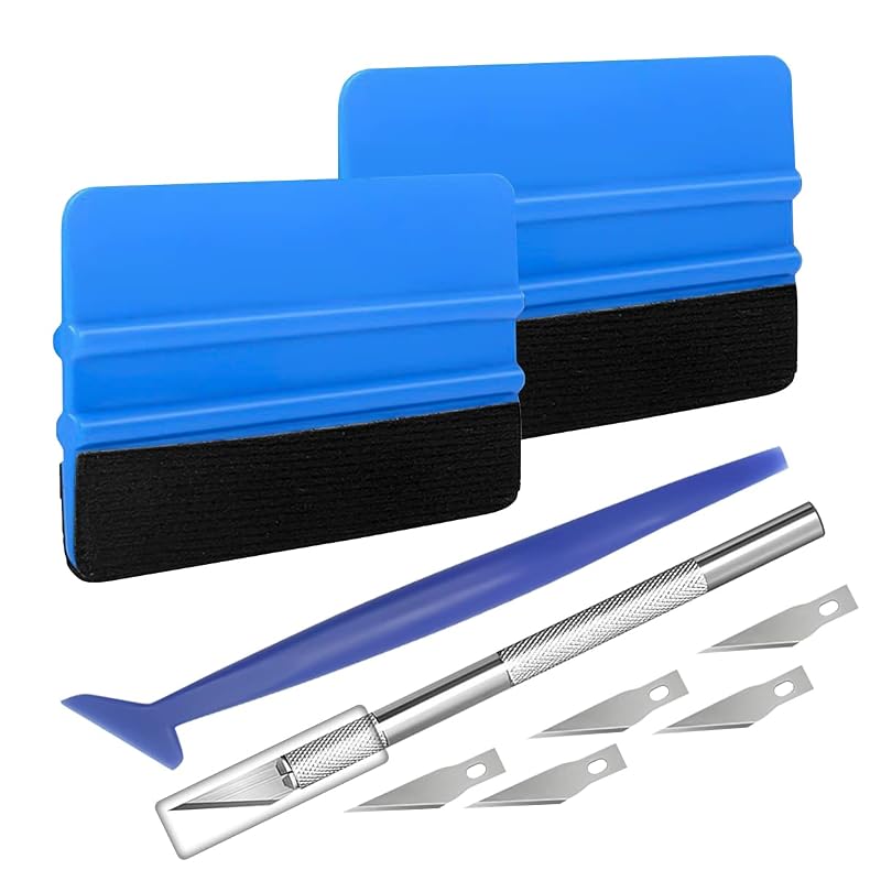 Kit de ferramentas para aplicação de película automotiva Moly Magnolia com espátulas de feltro, microespátula, estilete e lâminas de reposição, 9 peças