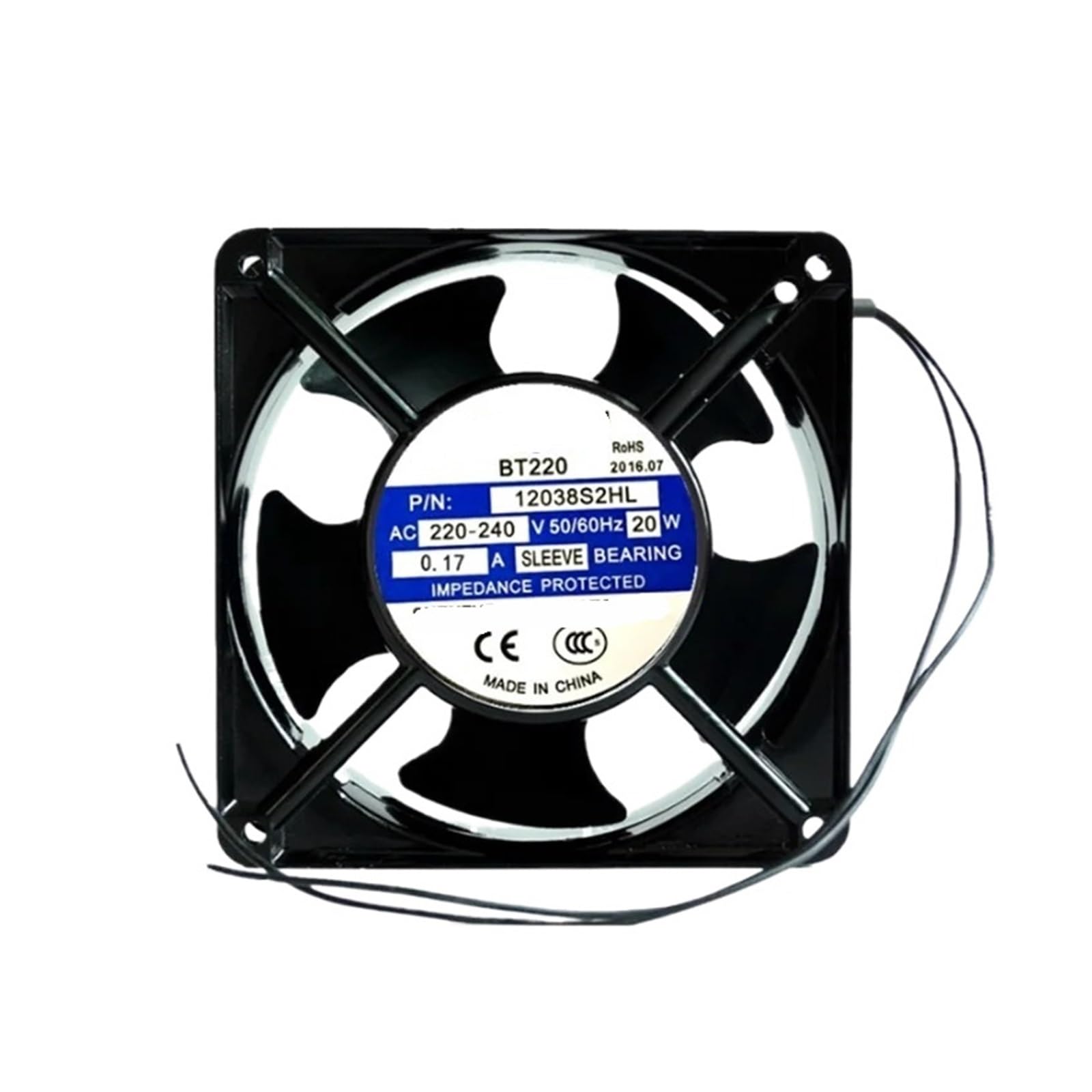 Ventilateur AC 220V 120x120x38mm pour le refroidissement de boîtier électrique BT220