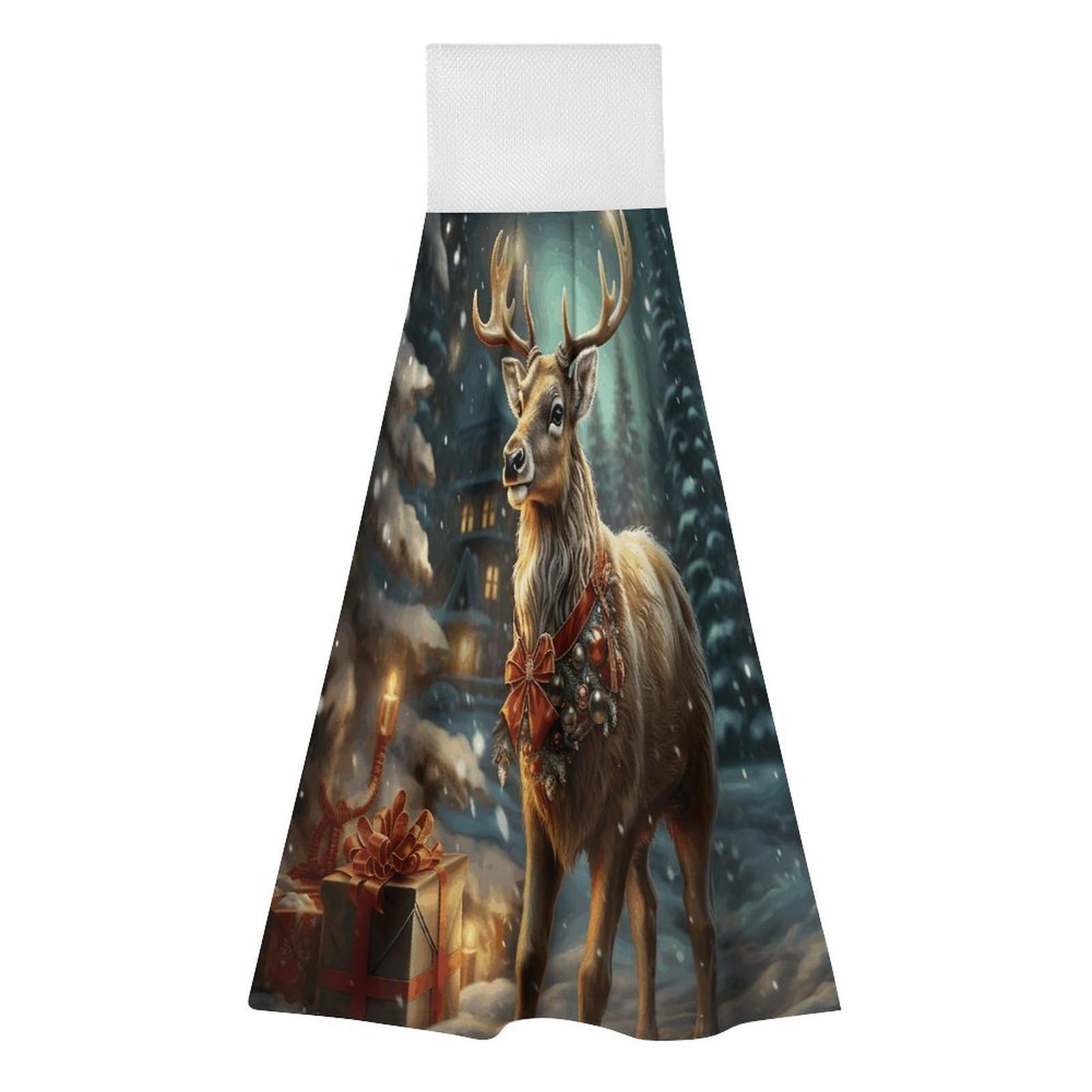 LZQPOEAS Reindeer Hand Towel Reusable Polyester Towel Quick Dry Microfiber Washcloths, Reusable Lint Free Cleaning Towels for Bathroom Kitchen Hotel Spa Home Daily Use