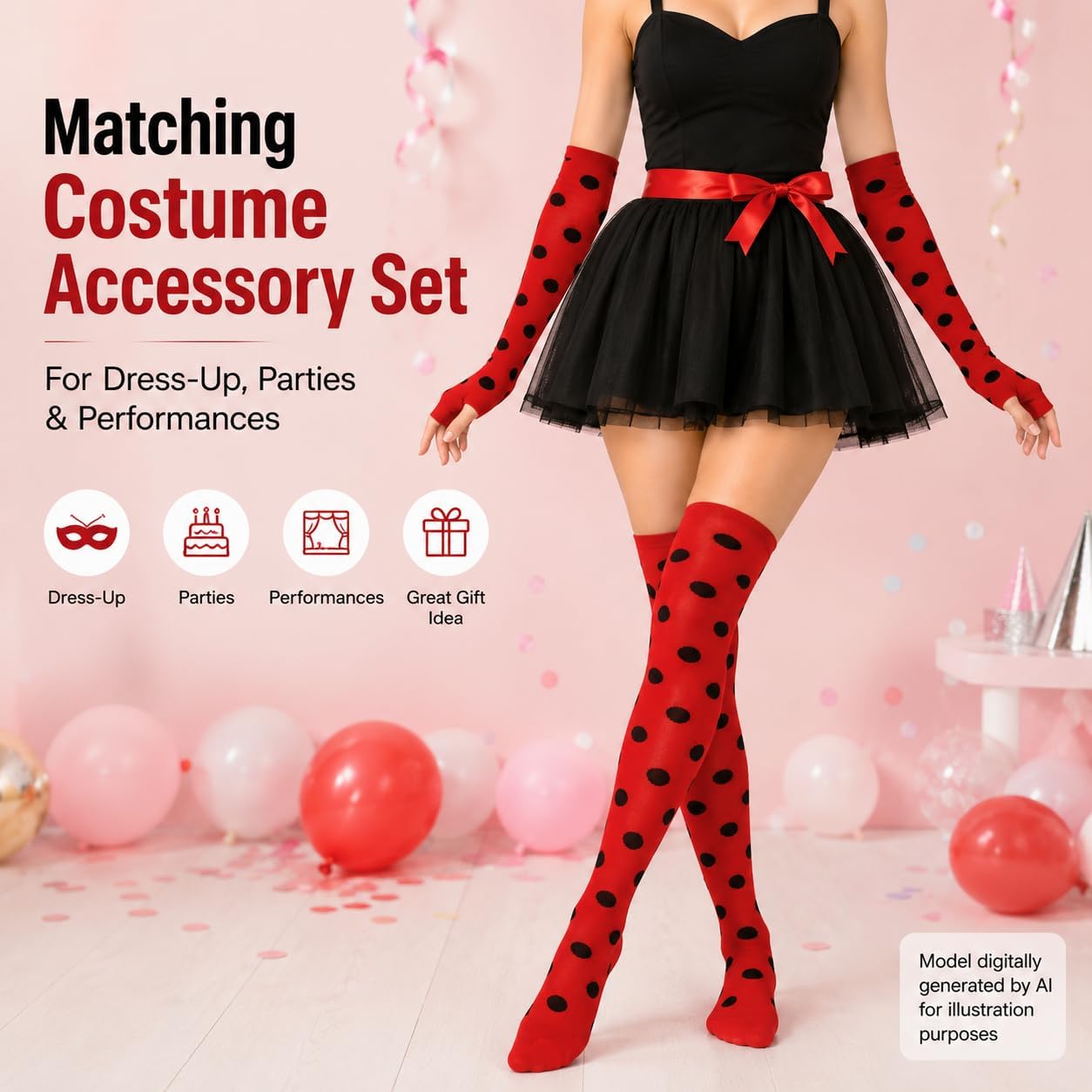 Leg Warmers for Women, Thigh High Socks and Arm Sleeves, Striped Set Costume Accessories for Cosplay