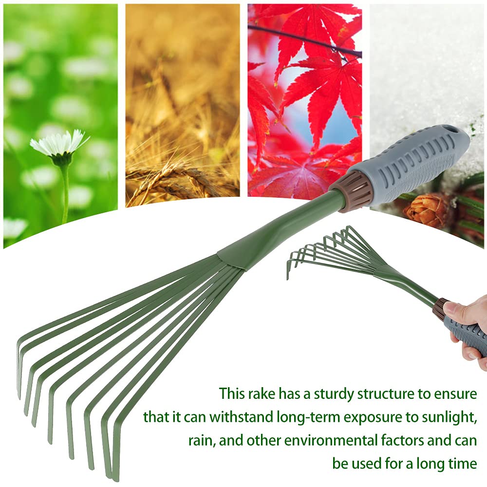 Hand Held Garden Rake 12 Tooth Leaf Rake Garden Lawn Grass Leaves