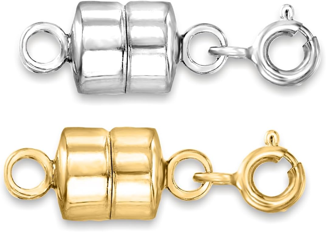 Juego de joyas de plata de ley italiana y oro de 18 quilates sobre plata de ley: 2 convertidores de cierre magnético