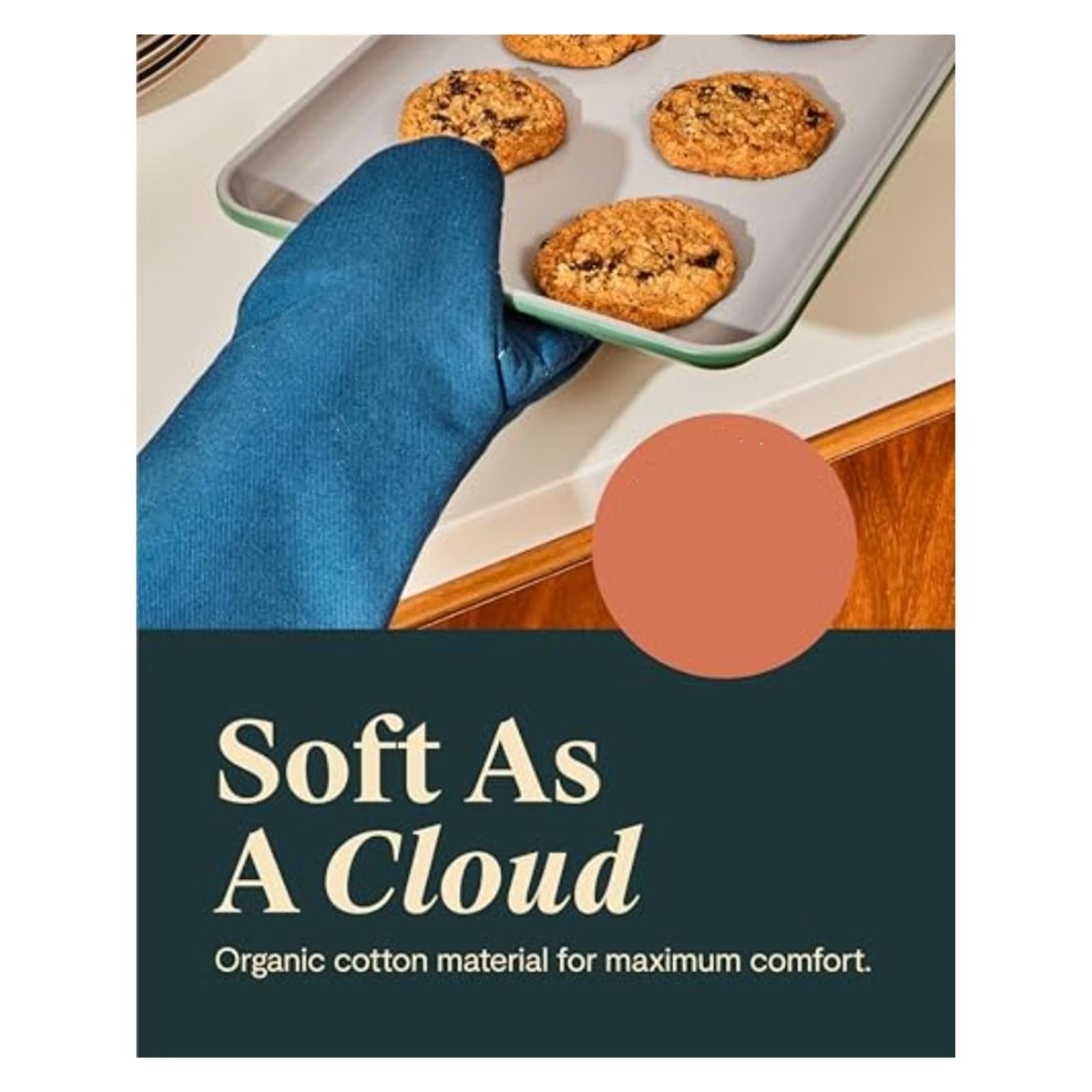 Guanti da forno in cotone organico, guanti da cucina a doppio strato | Resistenti al calore con cuciture resistenti alle macchie per maneggiare utensili da cucina caldi(Perracotta)