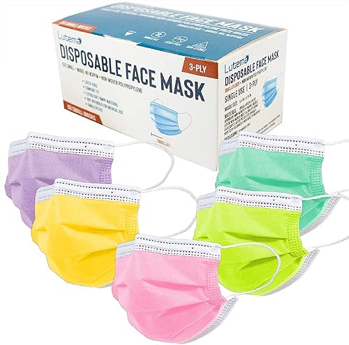LYTIO Máscara facial desechable unisex de 3 capas para adultos, no tejida, con material transpirable y puente nasal ajustable, fabricado en Estados