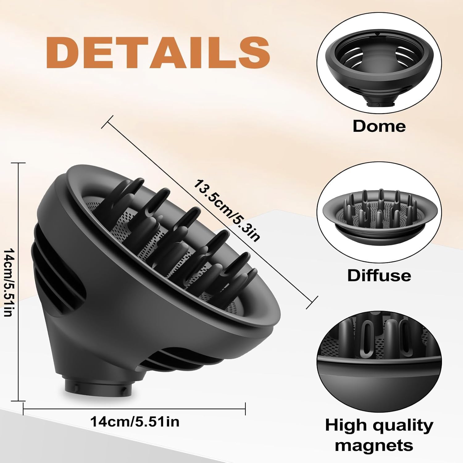 Hair Diffuser Attachment for Dyson Airwrap, Wave Curl Nozzle with Dome and Diffuse Modes, Grey
