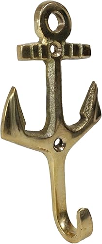 Miniatura 4 de Ebros Gift Paquete de 2 ganchos de pared de latón vintage marinero marítimo náutico océano barco ancla anclaje costero anclajes de puerto gancho