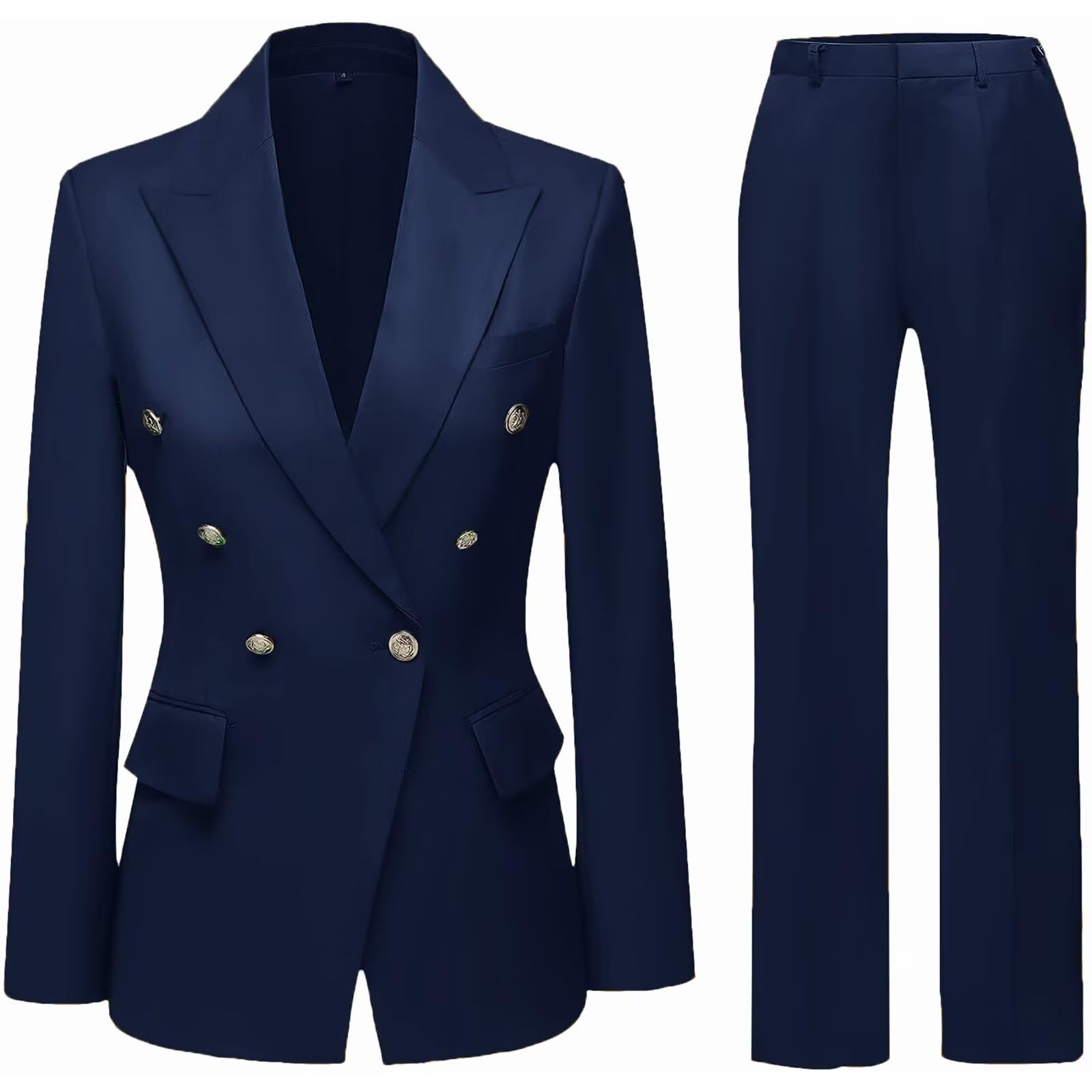 Womens 2 Piece Business Suit Pant Set Slim Fit Double Breasted Blazer Jacket Lady Work Suit for Office