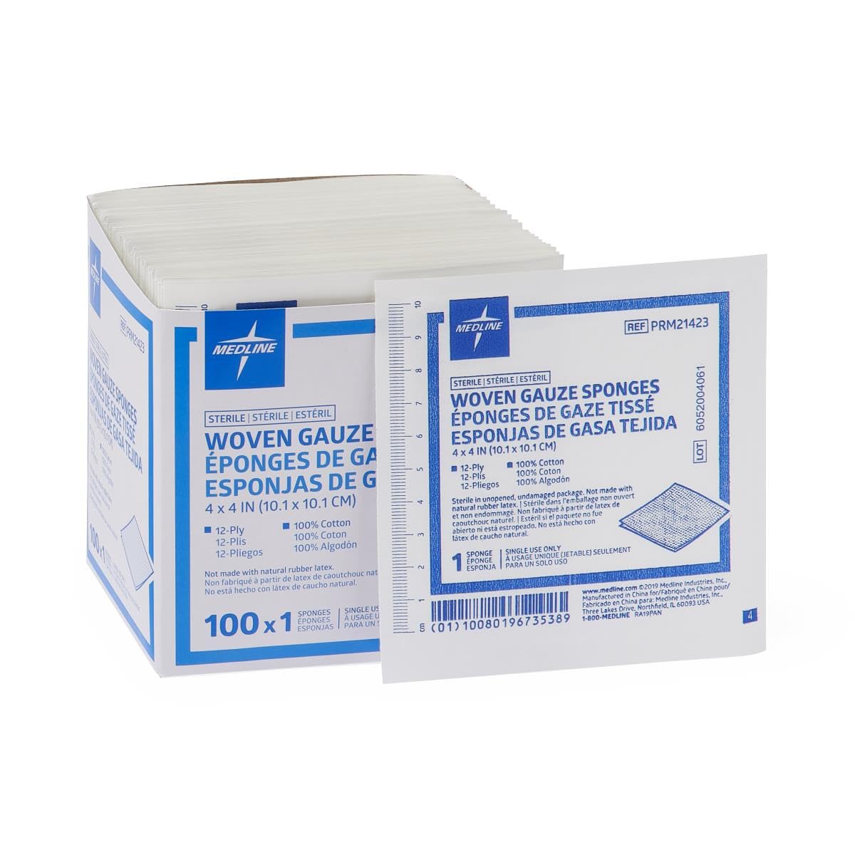 Woven Sterile 12-Ply Gauze Sponges, 4" x 4",100,Box,PRM21423Z