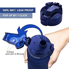 ZORRI Sports Water Bottle Leak Proof, BPA Free, Reusable, Portable, Tritan Copolyester, 24oz Capacity, with Filter, One Click Flip Cap, Suitable for Cycling, Camping, Hiking, Fitness, Running, Gym