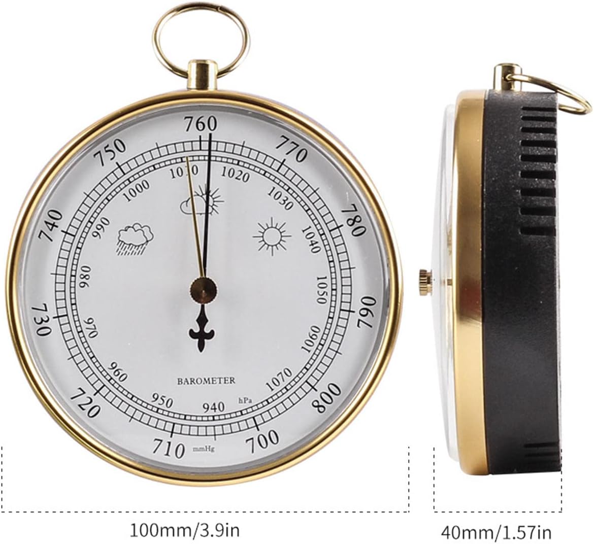 Weather Barometer, Barometers for The Home, Fishing Barometer, Barometer Indoor, Barometric Pressure Gauge, Garden Barometer Outdoor, Analog Barometer Weather Station Instruments(Gold)
