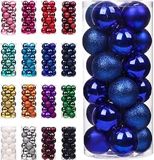 Emopeak 24Pcs Christmas Balls Ornaments for Xmas Christmas Tree - Shatterproof Christmas Tree Decorations Large Hanging Ball for Holiday Wedding Party Decoration (Navy Blue, 1.2"-3.1CM)