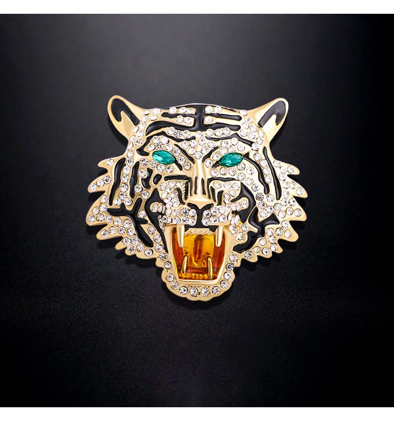 Image of Rheinstone Leopard Brooch Vintage Black Enamel Spotted Leopard Head Brooch Pin Gold Silver Black Leopards Brooch Trendy Clothing Hat Bag Accessories Christmas Birthday Party Jewelry