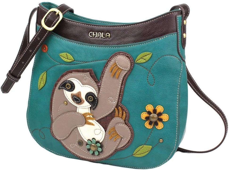 Chala Handbags Sloth Crescent Crossbody Handbag Purse, Sloth Lovers
