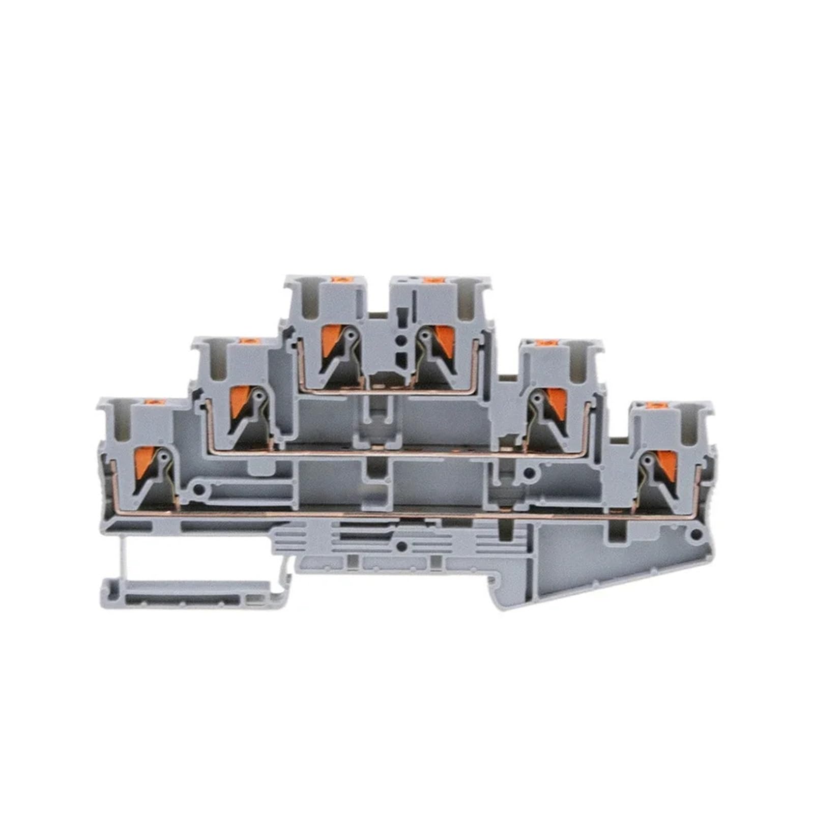 50 pezzi PT2.5-3L Din Rail Morsettiera Connettore elettrico Triplo strato Molla Cablaggio Collegamento Filo Conduttore Morsettiera(GRAY)
