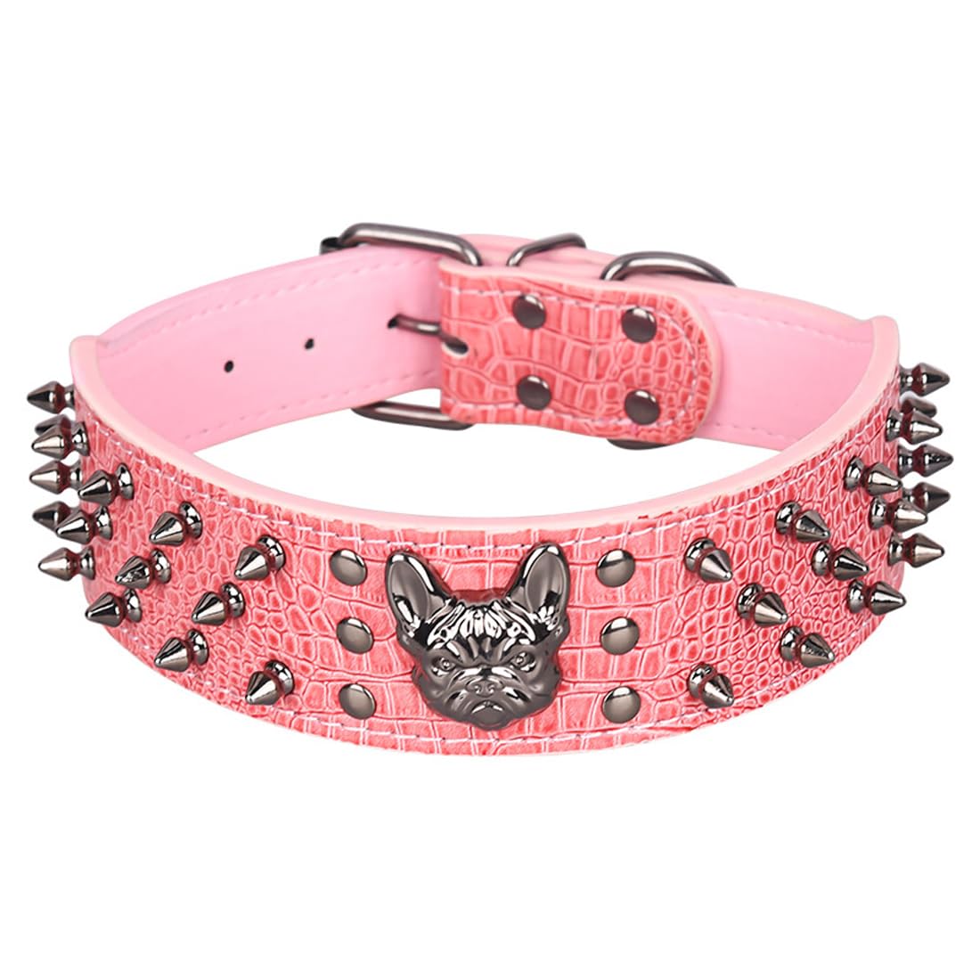 FUNAT Anti Bite Rivet Dog Collar, Mighty Pointed Nail Medium Sized Pet Collar, Bulldog Law Dog Collar, Dog Collar With Studs Suitable for Medium to Large Dogs