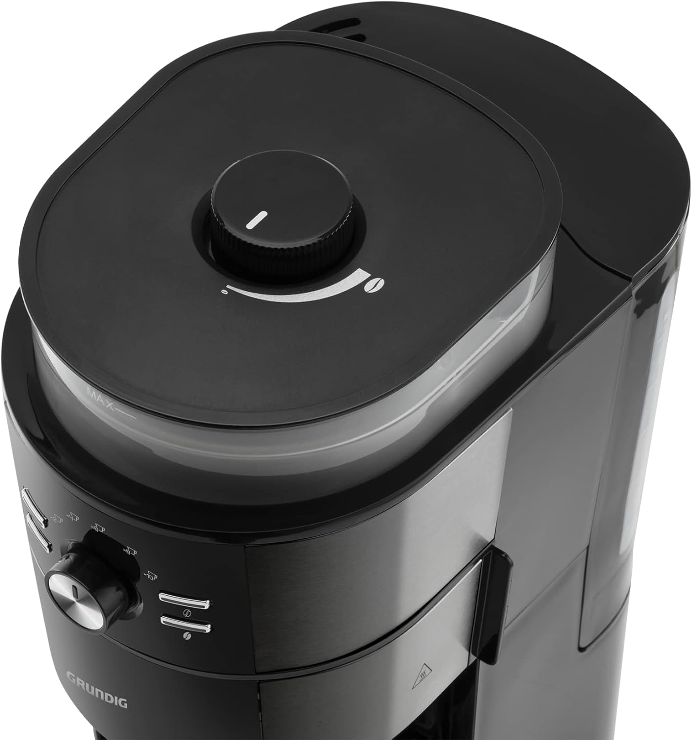 Top view of Grundig FK 7110 D Filter Coffee Machine showing grinder dial