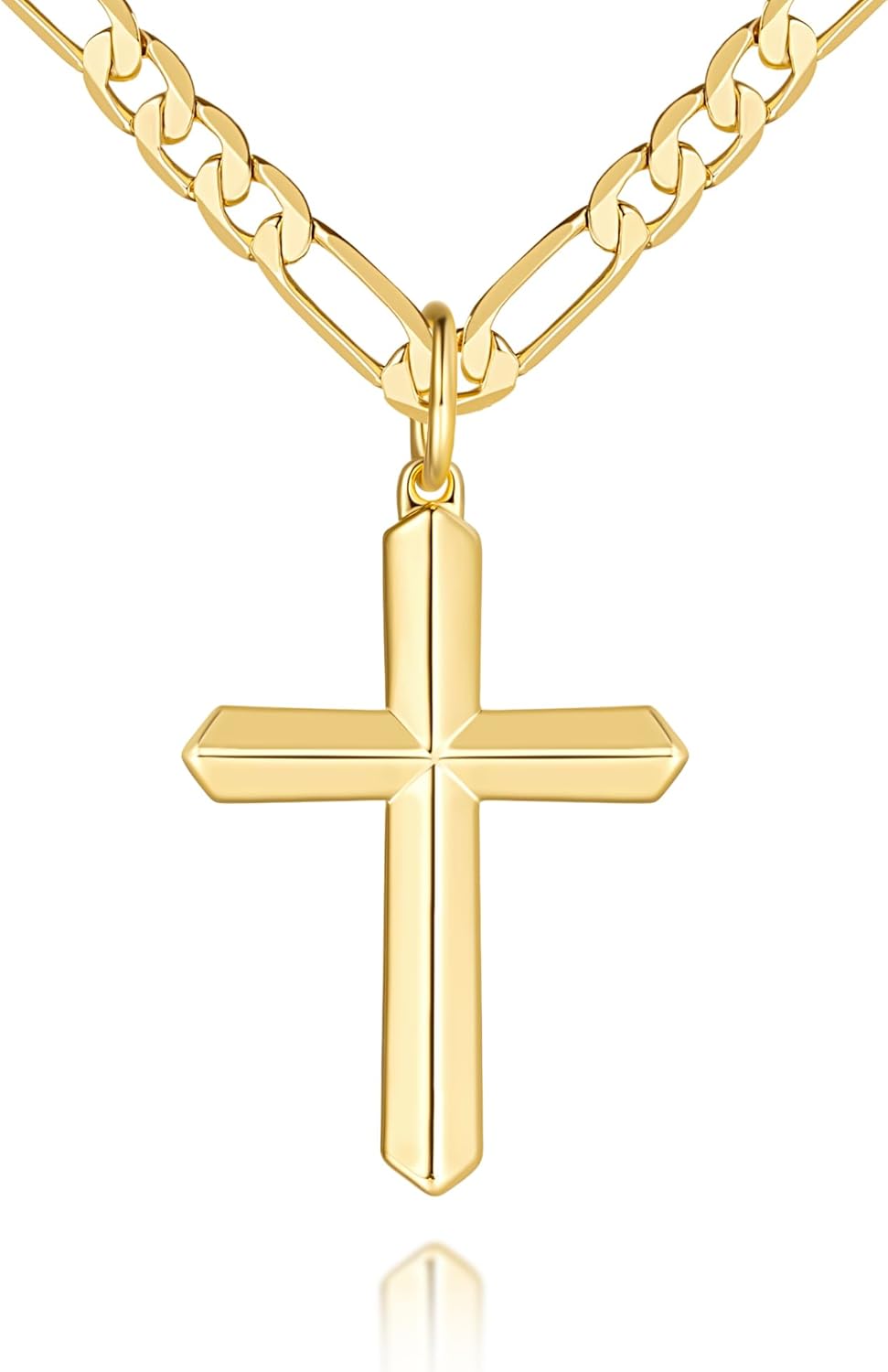 Cross Necklace for Men 14K Gold Cross Necklace for Men Gold Crosses Pendant Necklaces for Mens Sharp Geometric Lines and Multi-Angled Facets Crosses Chain Pendant Necklaces for Mens 20/22/24in