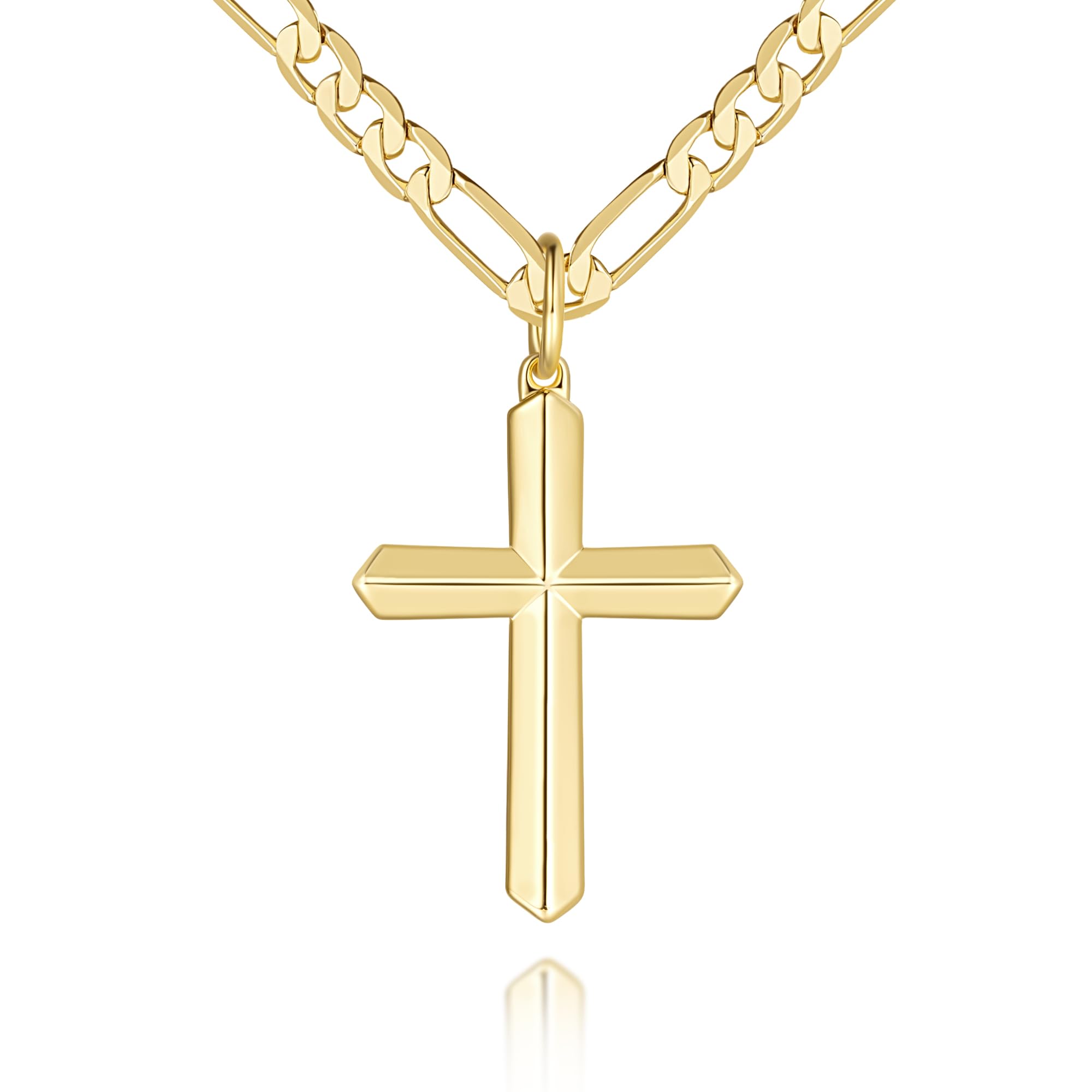 UUBUUCD Cross Necklace for Men 14K Gold Cross Necklace for Men Gold Crosses Pendant Necklaces for Mens Sharp Geometric Lines and Multi-Angled Facets