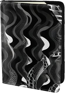 Funda para pasaporte con estampado de piel de serpiente, color blanco y negro