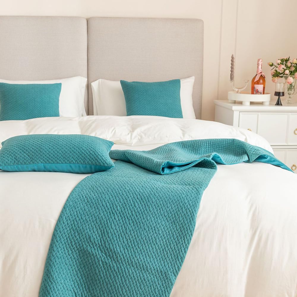 Runner Per Letto Matrimoniale - Sciarpa Plissettata Reversibile Giallo Senape, Decorazione Moderna Per Camera Da Letto - Foto 4