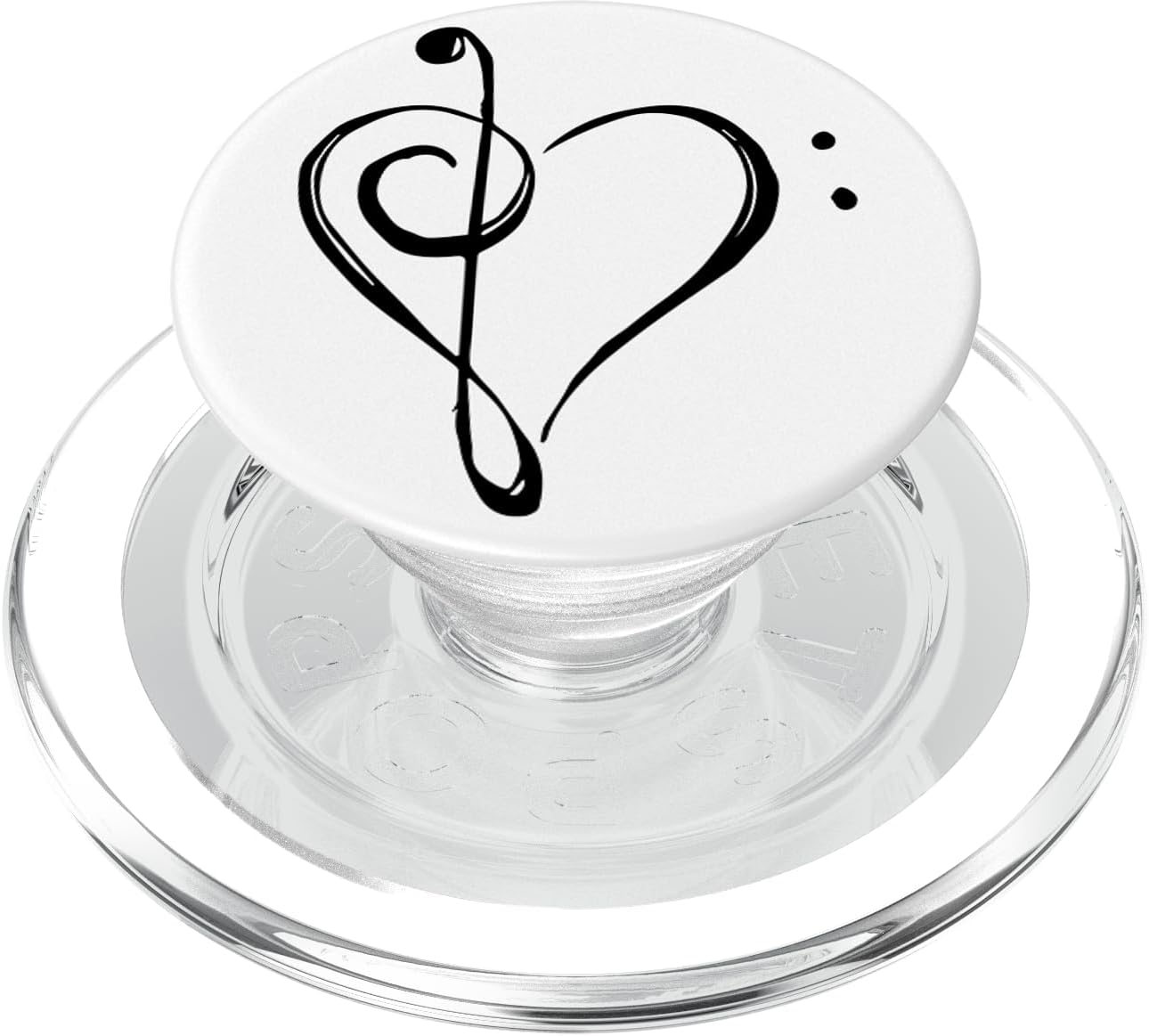 Love Music - Treble and Bass Clef Heart Black Print PopSockets PopGrip for MagSafe