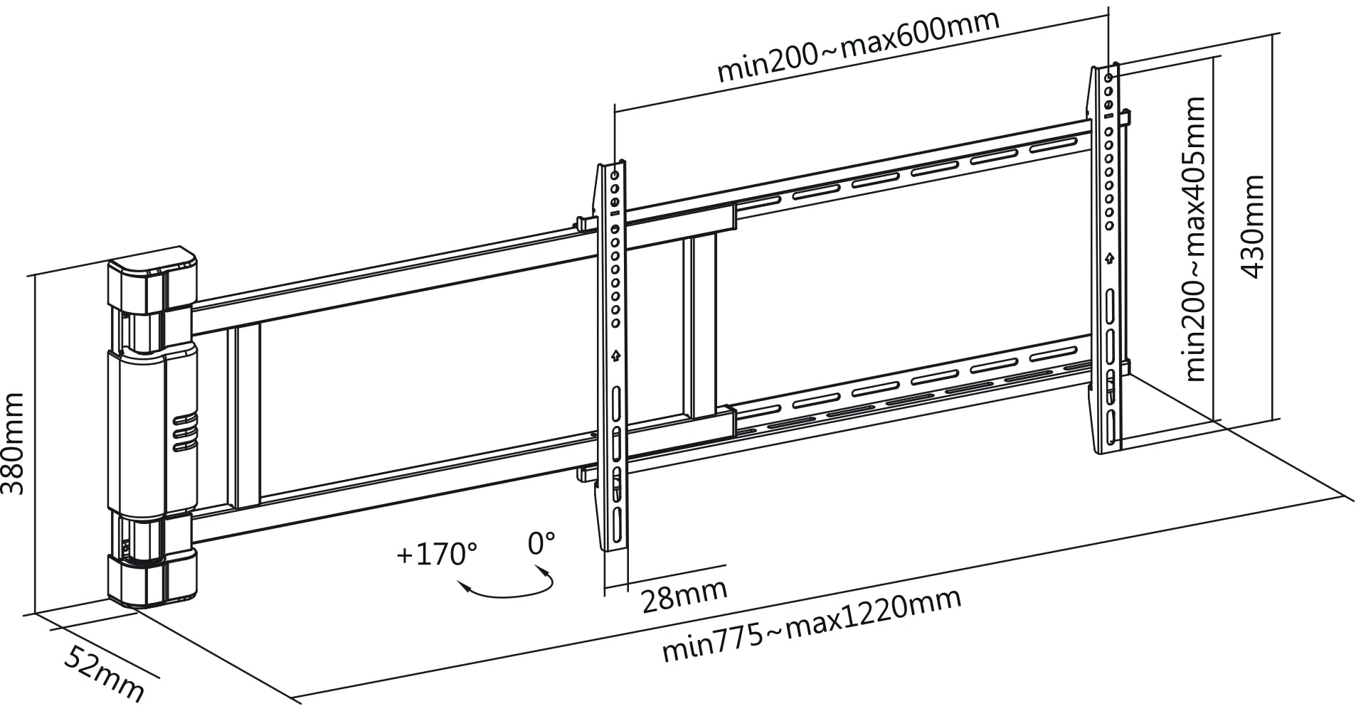 My Wall Soporte de Pared motorizado y Giratorio HP29-1L, Totalmente automático, orientable hasta 170°, VESA 200 x 200 – 600 x 400, soporta hasta 50 kg, Incluye Mando a Distancia RF con función de