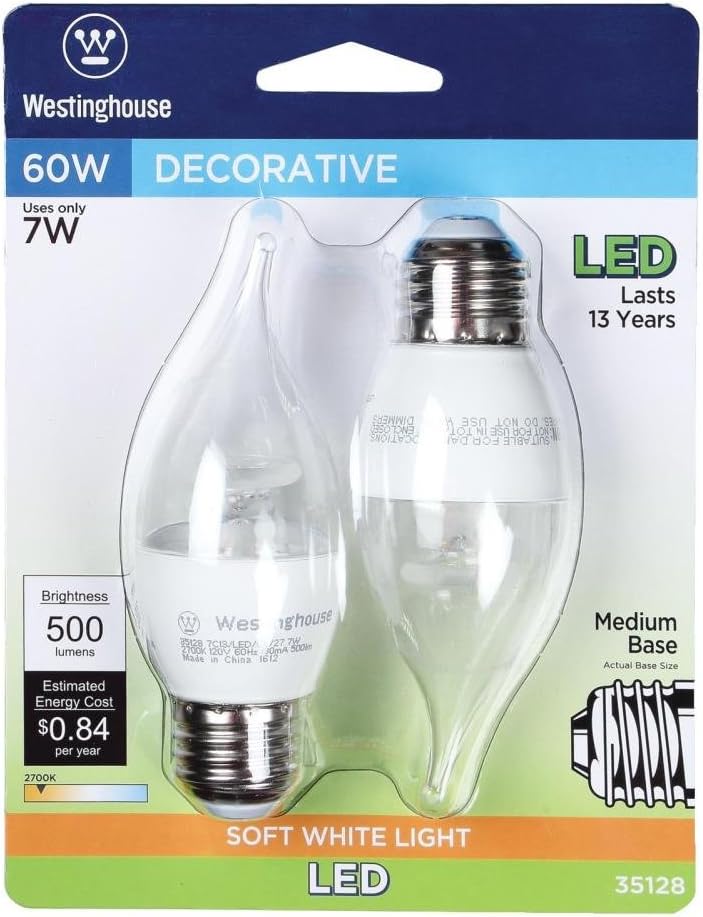 Exclusive Special Westinghouse Lighting 3512800 60-Watt Equivalent C13 Soft White LED Light Bulb with Medium Base, 2 Pack 🛒 Crazy Deals Westinghouse Lighting 3512800 60-Watt Equivalent C13 Soft White LED Light Bulb with Medium Base, 2 Pack